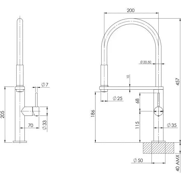 Blix Flexible Hose Sink Mixer Round Phoenix