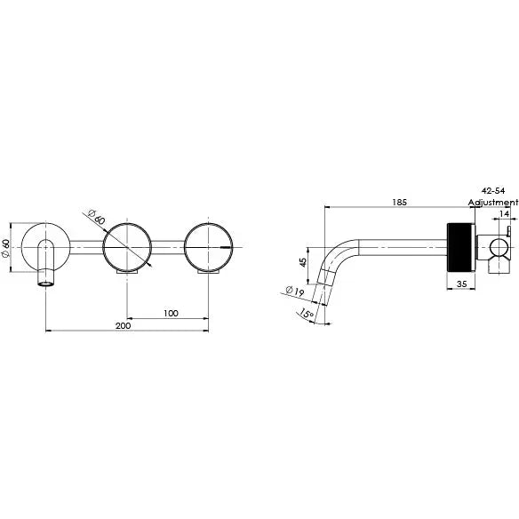 Axia Wall Basin / Bath Curved Outlet Hostess Set 180mm Phoenix