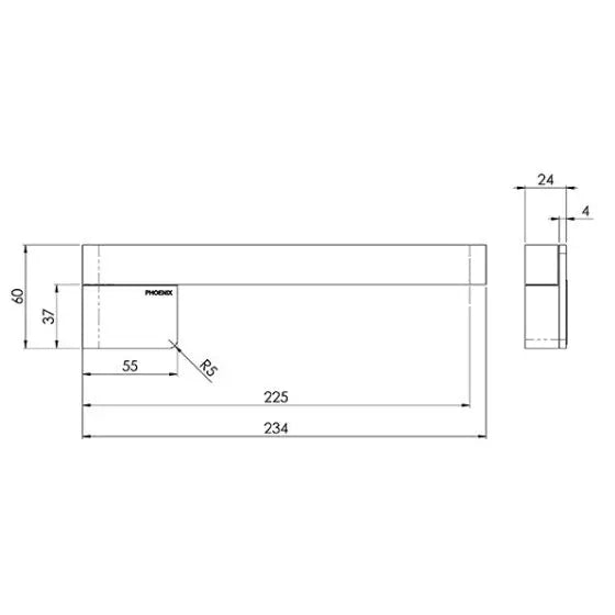 Designer Swivel Bath Outlet 230mm Squareline, various finishes Phoenix