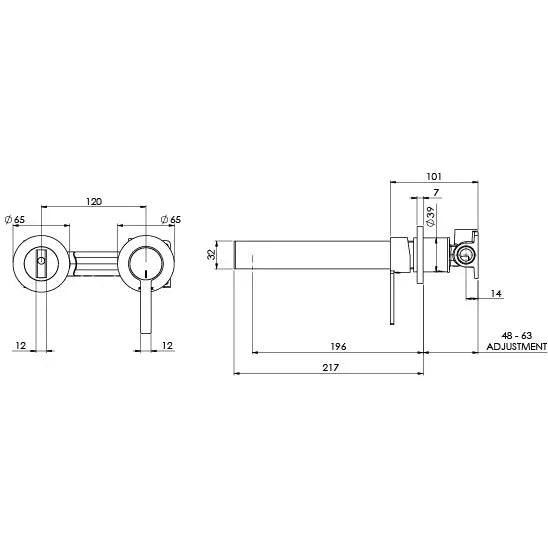 Lexi MKII Wall Bath Mixer Set 200mm Phoenix
