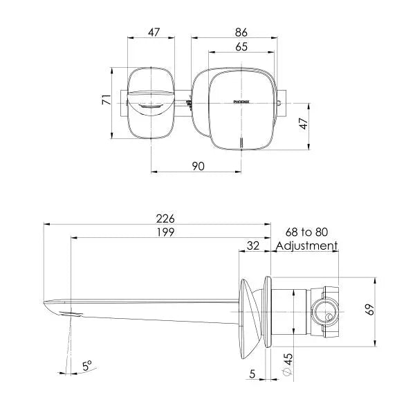Nuage Wall Basin/Bath Mixer Set 200mm Phoenix
