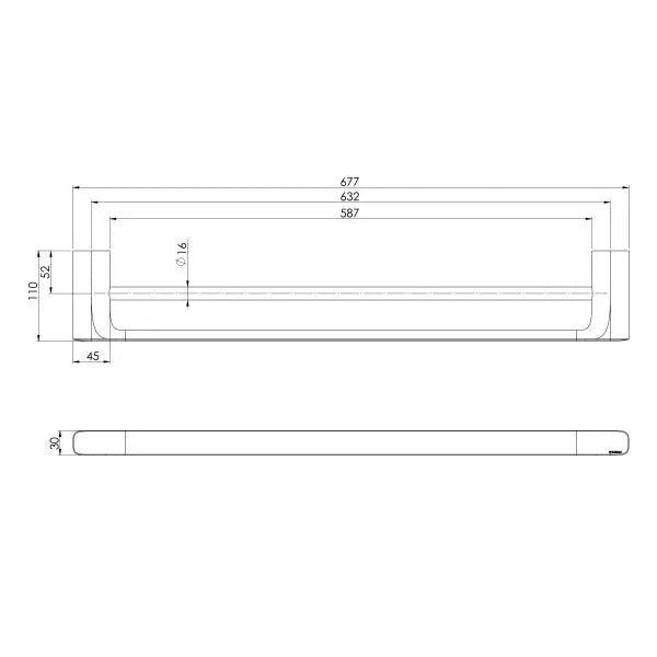Nuage Double Towel Rail 600mm &amp; 800mm Phoenix