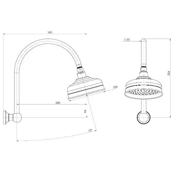 Cromford High-Rise Shower Arm and Rose Phoenix