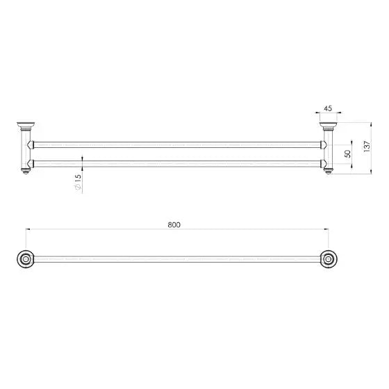 Cromford Double Towel Rail 800mm Phoenix