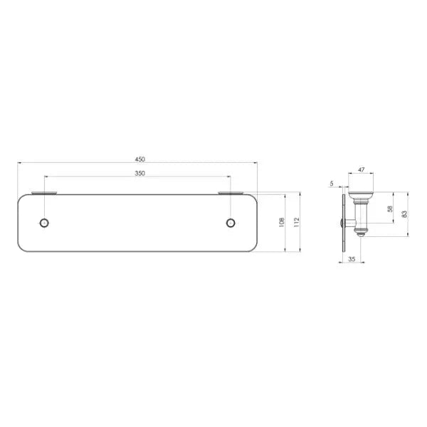 Cromford Glass Shelf 450mm Phoenix