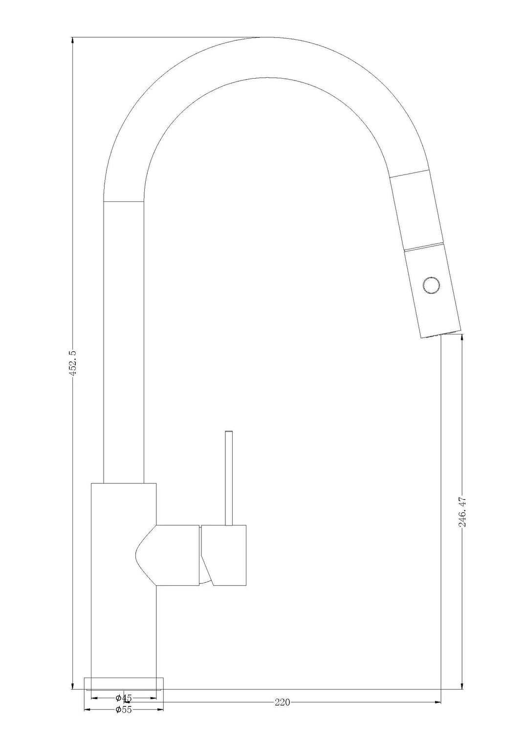 MECCA PULL OUT SINK MIXER WITH VEGIE SPRAY FUNCTION Nero tapware