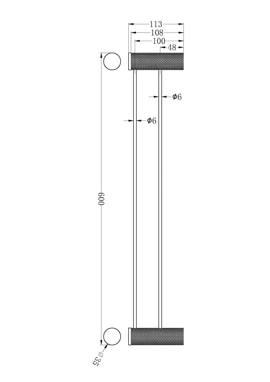 OPAL DOUBLE TOWEL RAIL 600MM Nero tapware