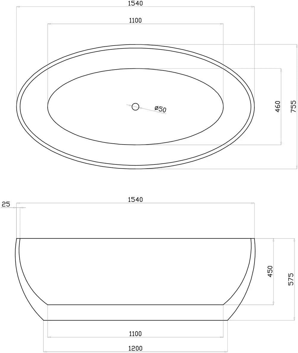 BTT freestanding acrylic bath 1500mm and 1700mm BNK