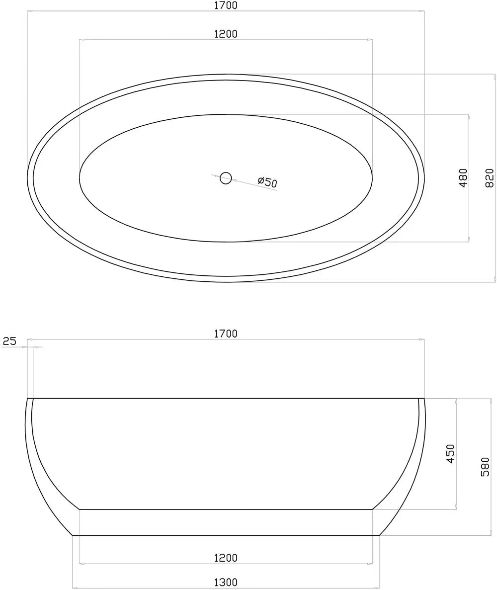 BTT freestanding acrylic bath 1500mm and 1700mm BNK