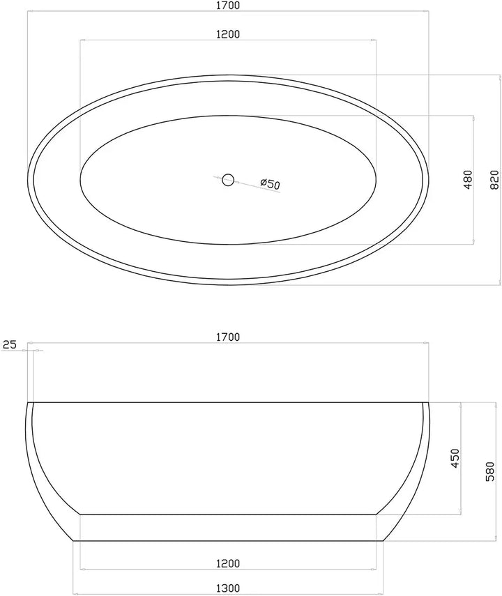 BTT freestanding acrylic bath 1500mm and 1700mm BNK