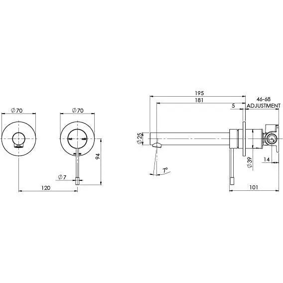 Vivid Slimline SS 316 Wall Basin / Bath Mixer Set 180mm Phoenix