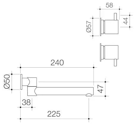 Luna Lever Laundry Tap Set - Lead Free Caroma