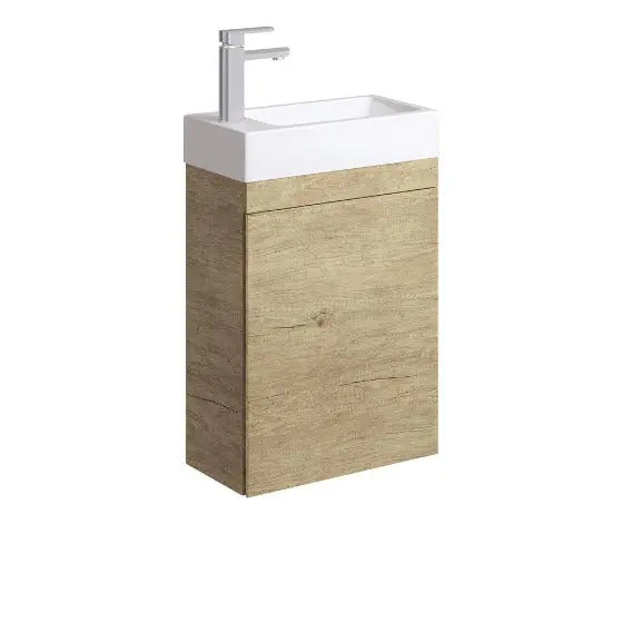 Edge 450 Ensuite Wall-Hung Vanity, No Overflow, Scandi Oak Fienza