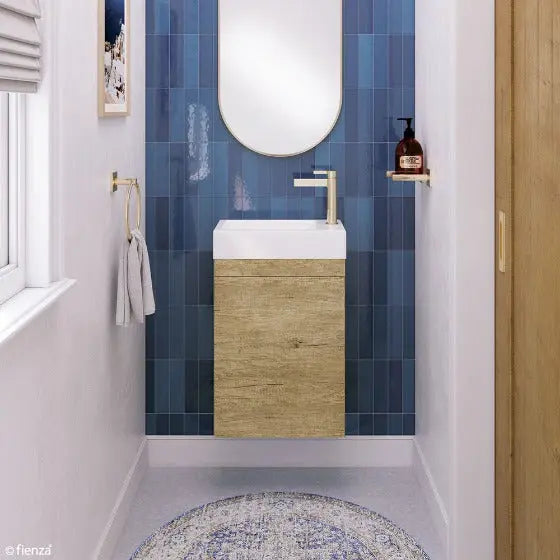 Edge 450 Ensuite Wall-Hung Vanity, No Overflow, Scandi Oak Fienza