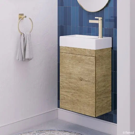 Edge 450 Ensuite Wall-Hung Vanity, No Overflow, Scandi Oak Fienza