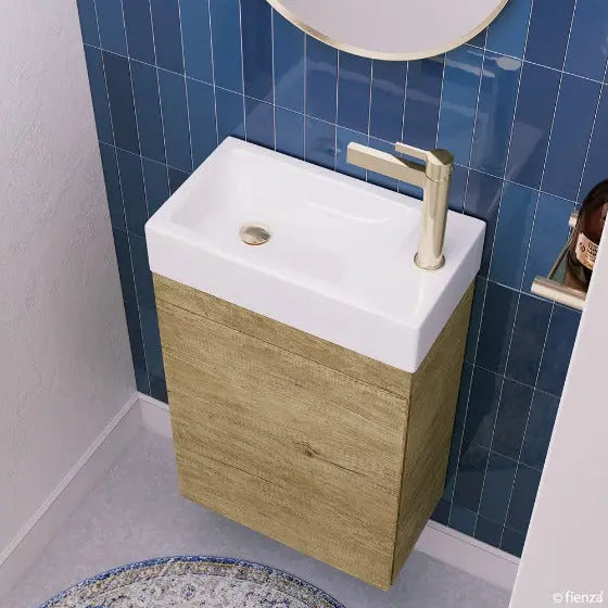 Edge 450 Ensuite Wall-Hung Vanity, No Overflow, Scandi Oak Fienza
