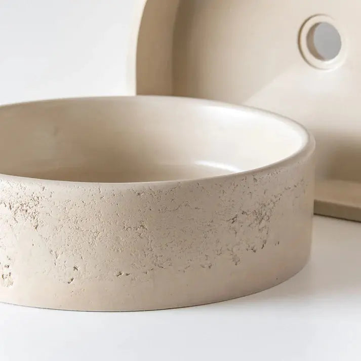 Round Concrete Textured Basin Sticks and Stone Co