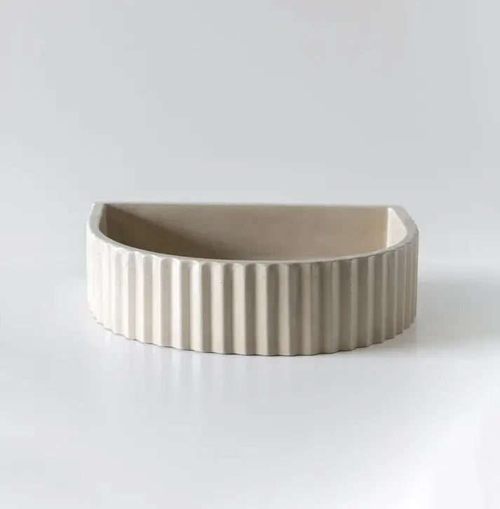 Half Moon Ribbed Concrete Basin Sticks and Stone Co