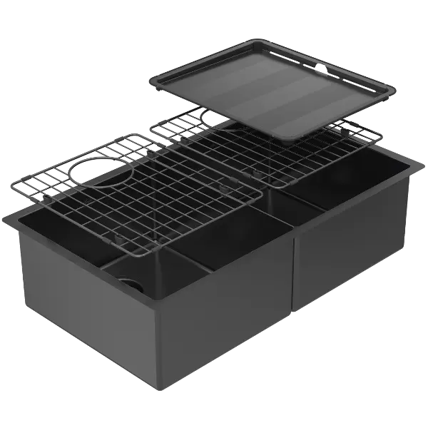 Piazza Double Square Bowl Black Pearl Sink Abey