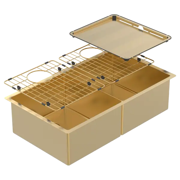 Piazza Double Square Bowl Eureka Gold Sink Abey