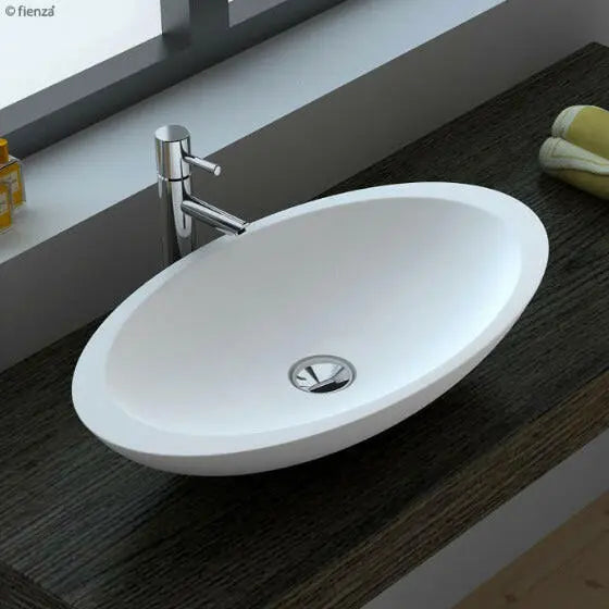 Bahama Solid Surface Basin (Matte White &amp; Black) Fienza