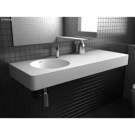Encanto 1200 Solid Surface Wall-Hung Basin, Left-Hand Bowl 1 taphole Fienza