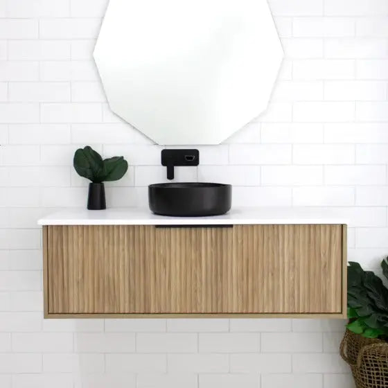 Cove Wall Hung Vanity with stone top and basin Marquis