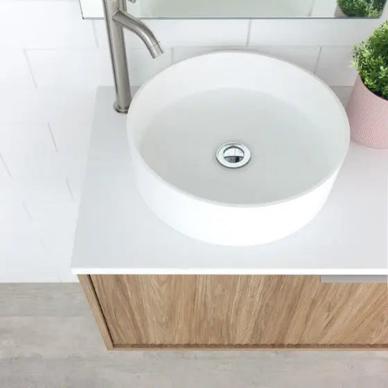 Cove Wall Hung Vanity with stone top and basin Marquis
