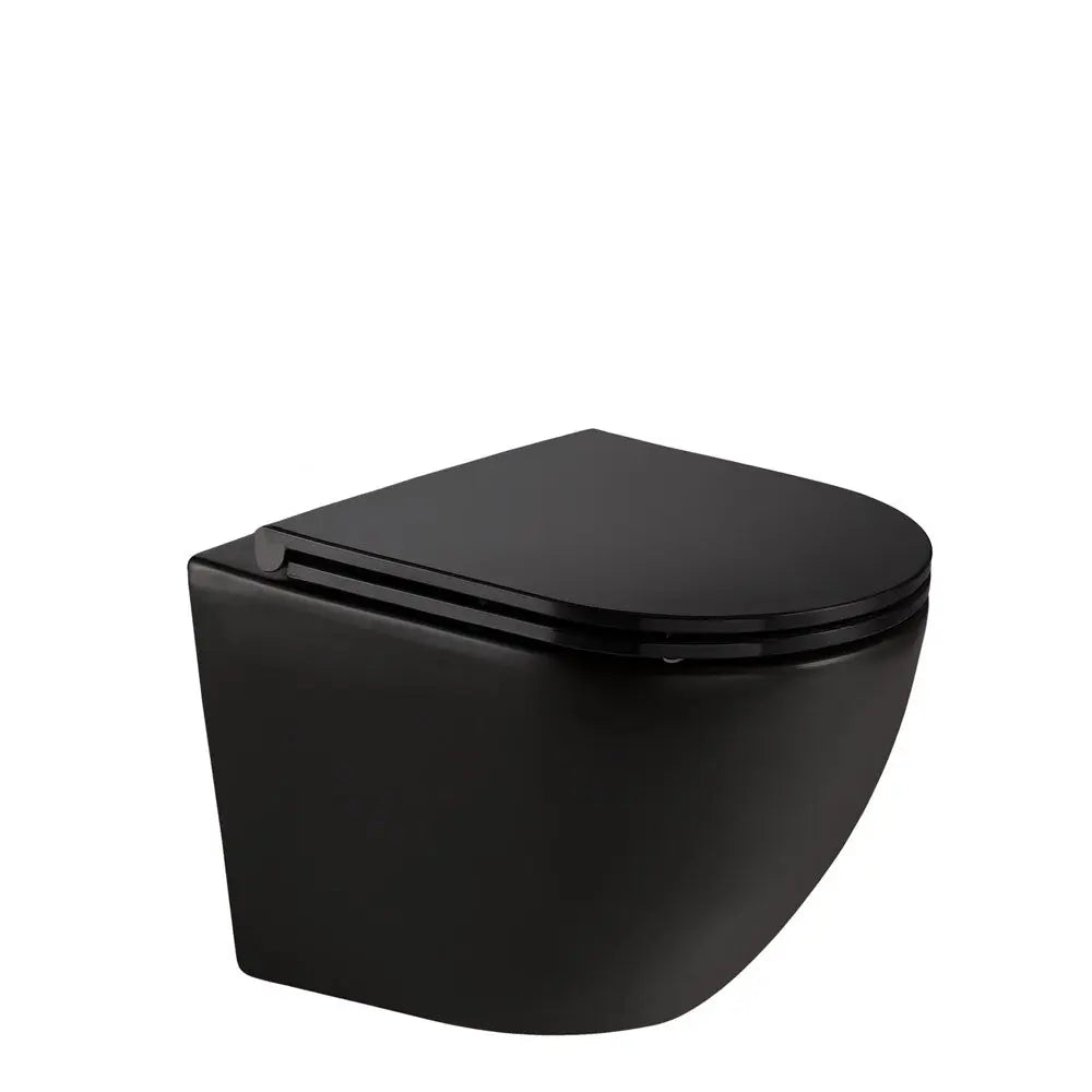 KOKO Matte Black Wall-Faced pan & seat Fienza
