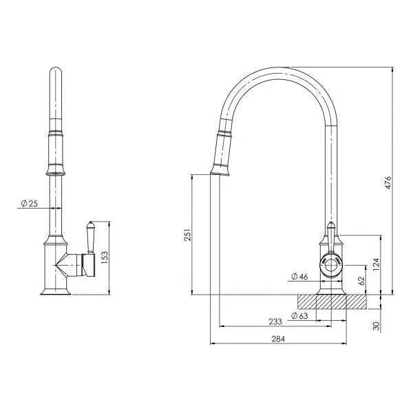 Nostalgia Pull Out Sink Mixer Phoenix