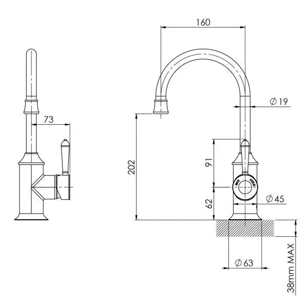 Nostalgia Sink Mixer Gooseneck 160/220 Phoenix