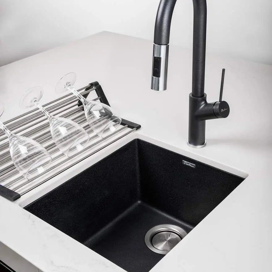 Santorini Black Standard Bowl Undermount Sink with overflow Oliveri