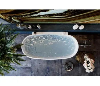 PALERMO Back to Wall Gloss White acrylic freestanding 1650/1750mm Bath Belbagno