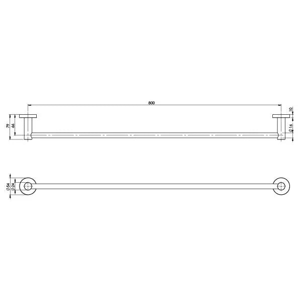 Radii Single Towel Rail 800mm Round Plate Phoenix