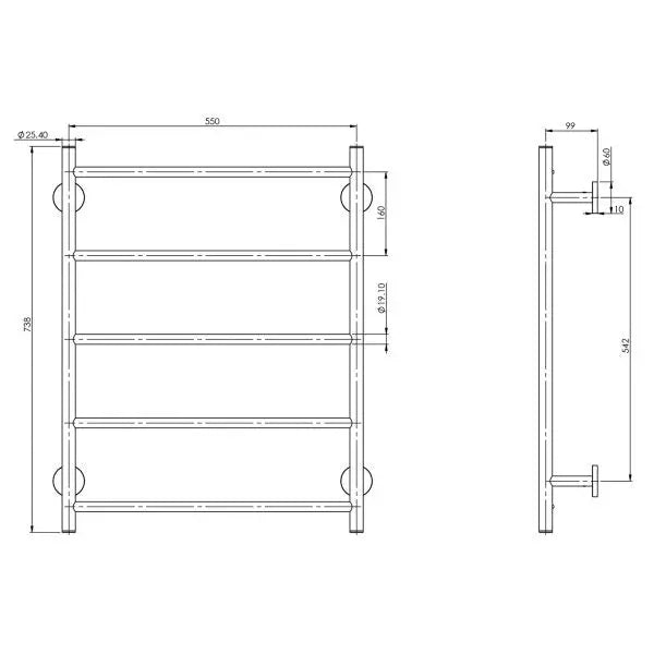 Radii Towel Ladder 550 x 740mm Round Plate Phoenix