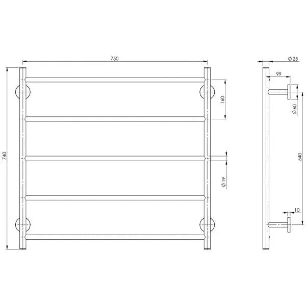 Radii Towel Ladder 750 x 740mm Round Plate Phoenix