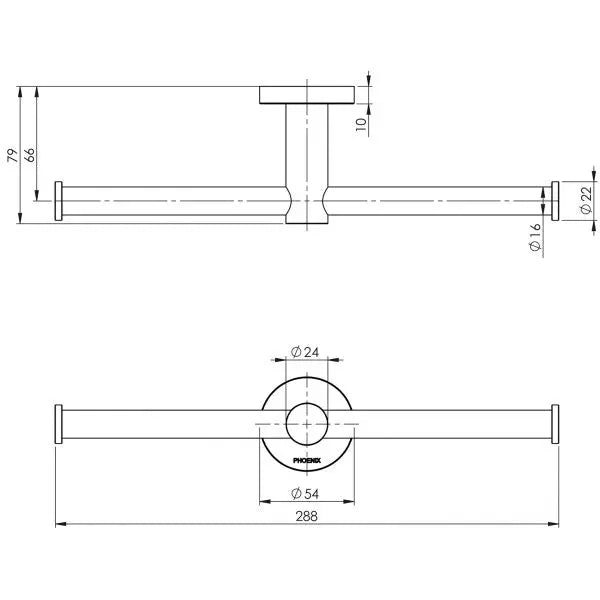 Radii Double Toilet Roll Holder Round Plate Phoenix