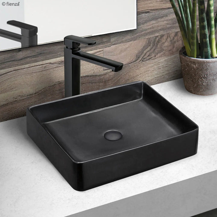 Luciana Above Counter Basin (Gloss White, Matte Black) Fienza