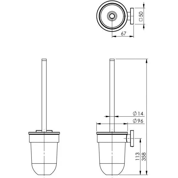 Radii Toilet Brush & Holder Square Phoenix