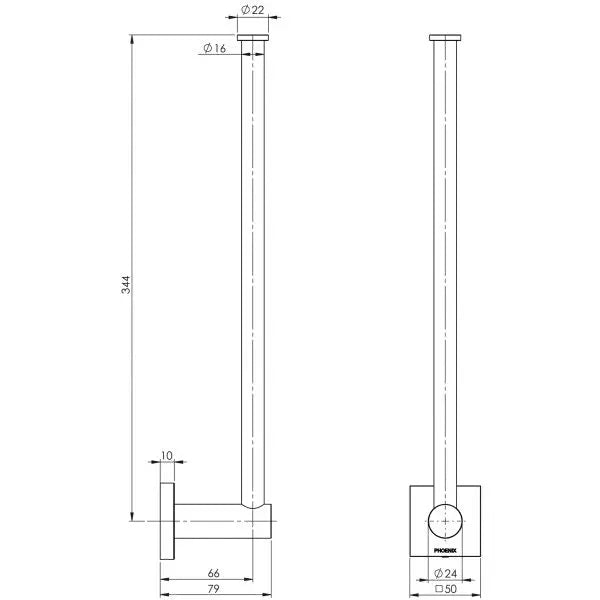 Radii Spare Toilet Roll Holder Square Plate Phoenix