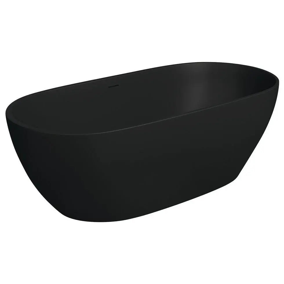 LUCIANA Matte Black Stone Bath 1500 &amp; 1690mm with overflow Fienza
