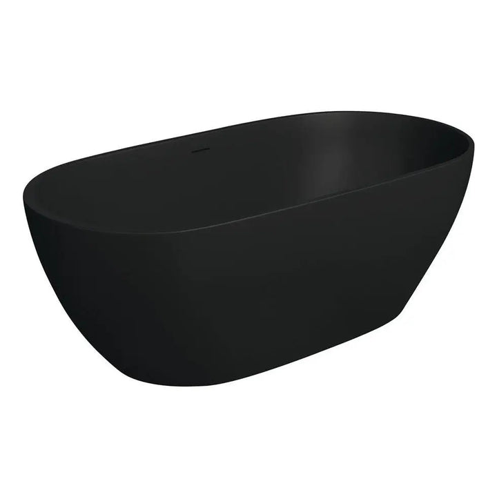 LUCIANA Matte Black Stone Bath 1500 &amp; 1690mm with overflow Fienza