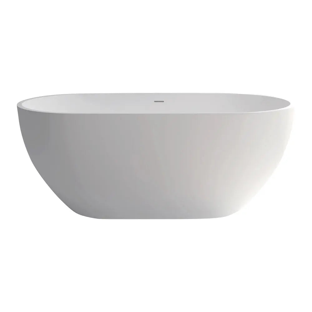 NERO Matte White Freestanding Stone Bath 1400, 1550, 1780mm with overflow Fienza