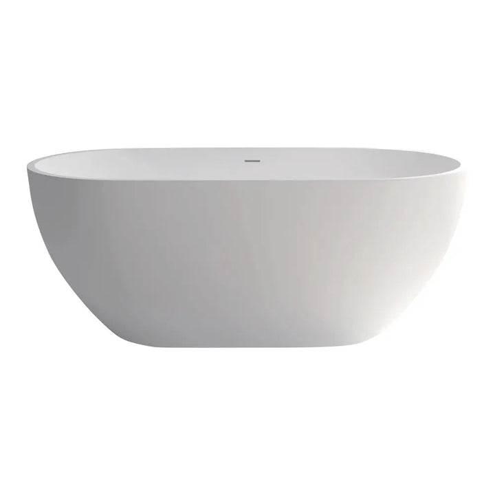 NERO Matte White Freestanding Stone Bath 1400, 1550, 1780mm with overflow Fienza