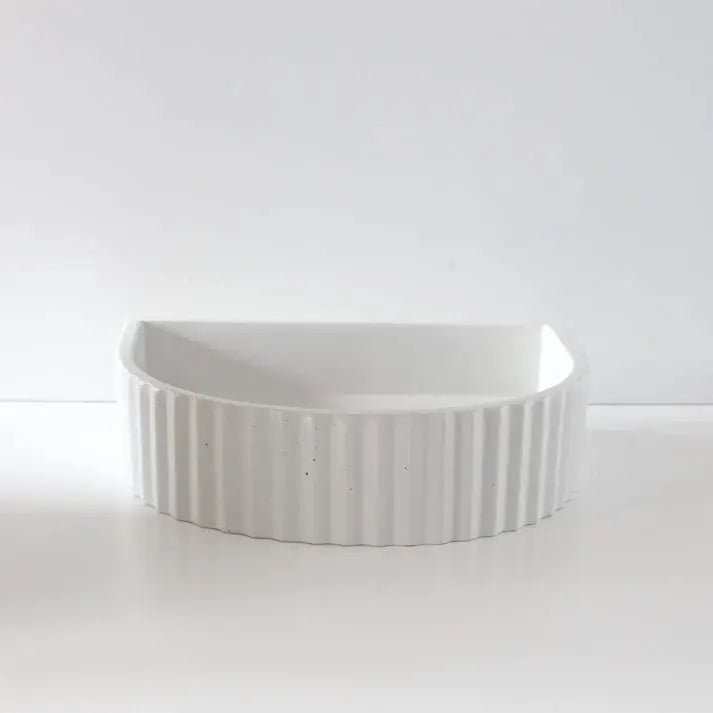 Half Moon Ribbed Concrete Basin Sticks and Stone Co