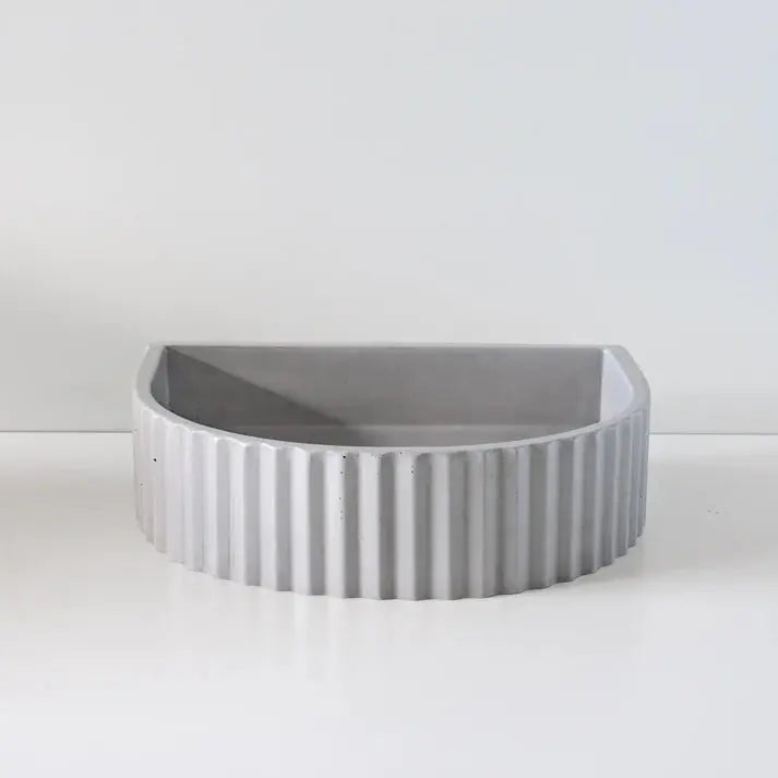 Half Moon Ribbed Concrete Basin Sticks and Stone Co
