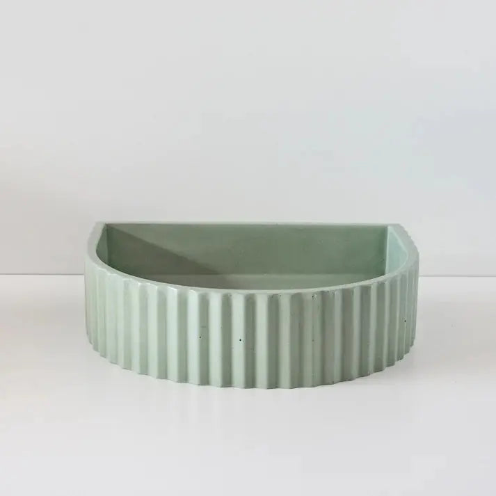 Half Moon Ribbed Concrete Basin Sticks and Stone Co