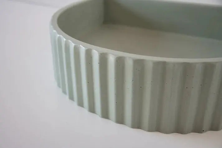 Half Moon Ribbed Concrete Basin Sticks and Stone Co