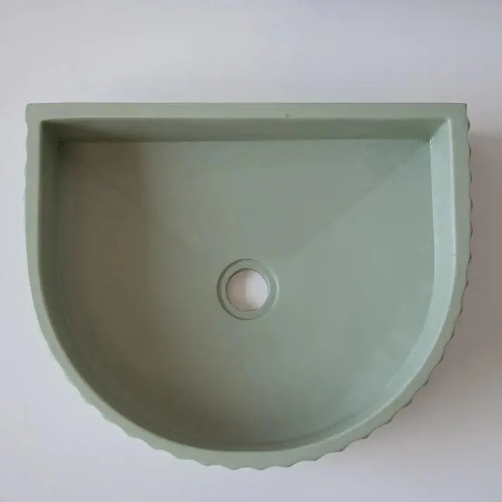 Half Moon Ribbed Concrete Basin Sticks and Stone Co