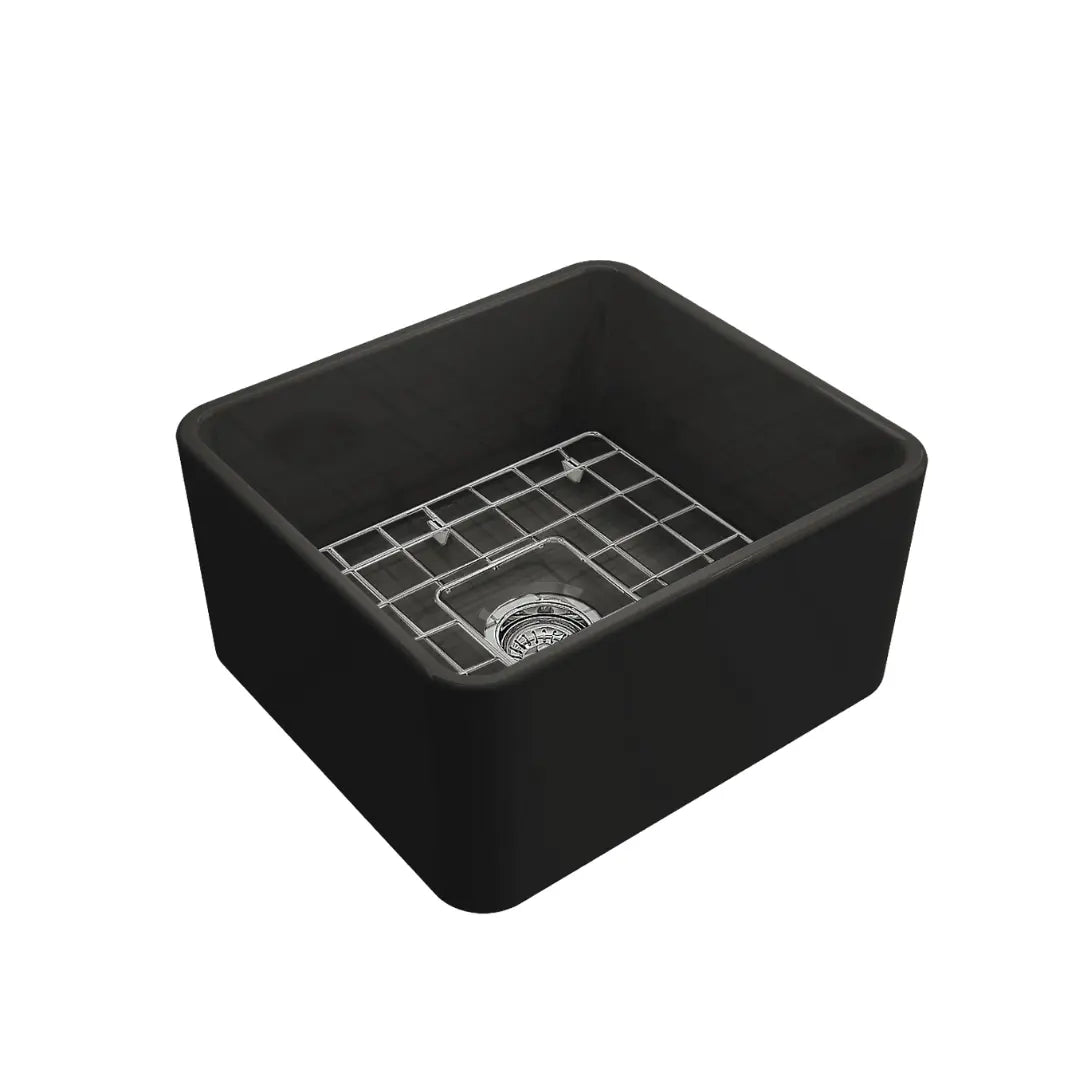 Novi 50 x 46 Fine Fireclay Matte Black Butler Sink overflow optional Turner Hastings